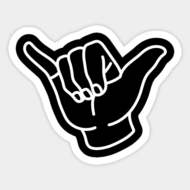 Shaka Minimal Cool Hand Sign for Surfing Culture Sticker by mangobanana